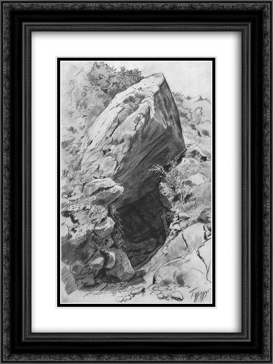 Cave in caves & volcanoes 18x24 Black Ornate Wood Framed Art Print Poster with Double Matting by Shishkin, Ivan