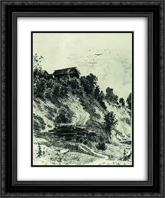 Cliff 20x24 Black Ornate Wood Framed Art Print Poster with Double Matting by Shishkin, Ivan