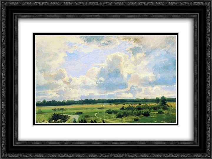 Cloudy day 24x18 Black Ornate Wood Framed Art Print Poster with Double Matting by Shishkin, Ivan