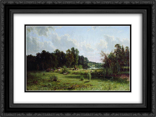 Coppice (Noon) 24x18 Black Ornate Wood Framed Art Print Poster with Double Matting by Shishkin, Ivan