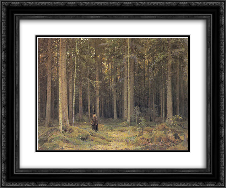 Countess Mordvinov's Forest 24x20 Black Ornate Wood Framed Art Print Poster with Double Matting by Shishkin, Ivan