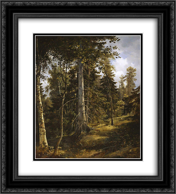 Covert 20x22 Black Ornate Wood Framed Art Print Poster with Double Matting by Shishkin, Ivan