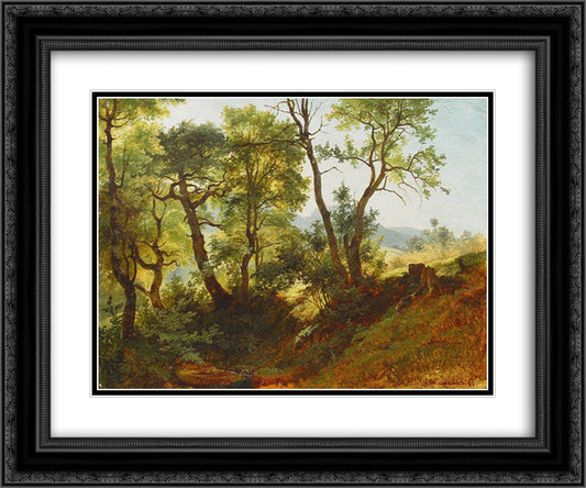 Edge of the Forest 24x20 Black Ornate Wood Framed Art Print Poster with Double Matting by Shishkin, Ivan