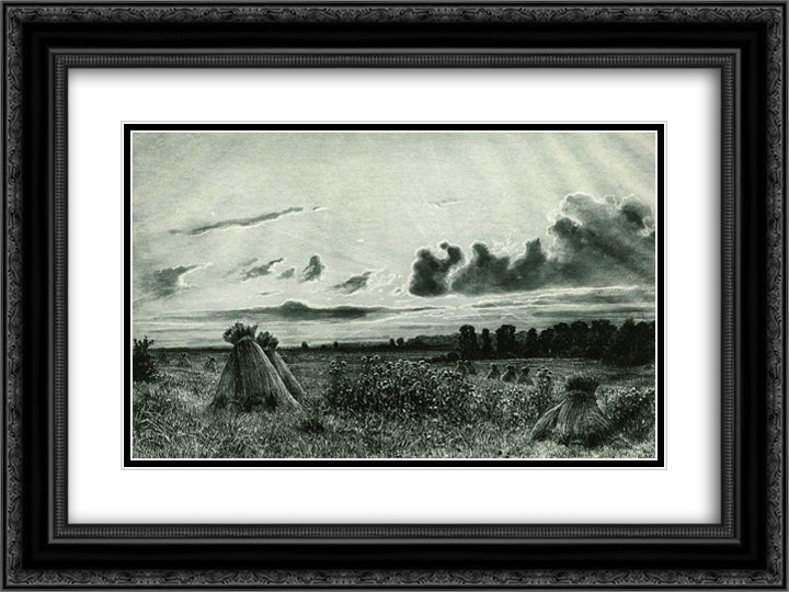 Field 24x18 Black Ornate Wood Framed Art Print Poster with Double Matting by Shishkin, Ivan