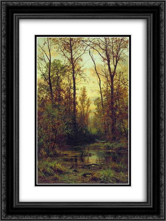 Forest. Autumn 18x24 Black Ornate Wood Framed Art Print Poster with Double Matting by Shishkin, Ivan