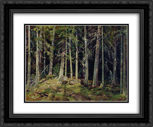 Forest. Mounds 24x20 Black Ornate Wood Framed Art Print Poster with Double Matting by Shishkin, Ivan