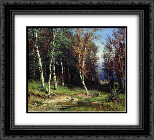 Forest before the storm 22x20 Black Ornate Wood Framed Art Print Poster with Double Matting by Shishkin, Ivan