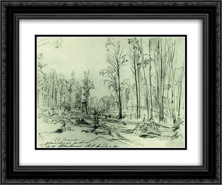 Forest cutting 24x20 Black Ornate Wood Framed Art Print Poster with Double Matting by Shishkin, Ivan