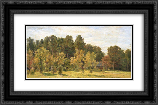 Forest edges 24x16 Black Ornate Wood Framed Art Print Poster with Double Matting by Shishkin, Ivan