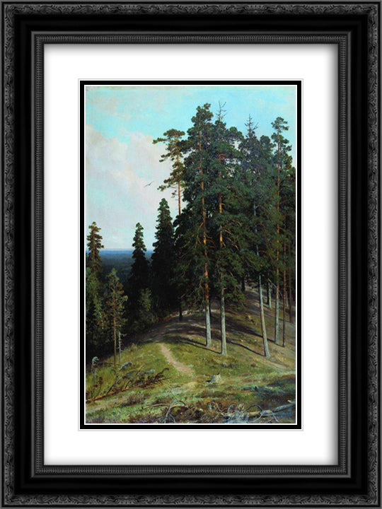 Forest from the mountain 18x24 Black Ornate Wood Framed Art Print Poster with Double Matting by Shishkin, Ivan