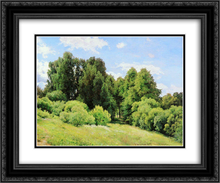 Forest Glade (Glade) 24x20 Black Ornate Wood Framed Art Print Poster with Double Matting by Shishkin, Ivan