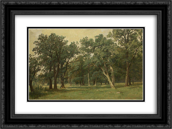 Forest Glade 24x18 Black Ornate Wood Framed Art Print Poster with Double Matting by Shishkin, Ivan