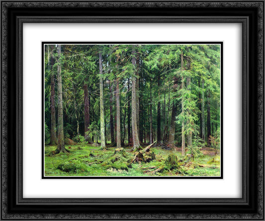 Forest in Mordvinovo 24x20 Black Ornate Wood Framed Art Print Poster with Double Matting by Shishkin, Ivan