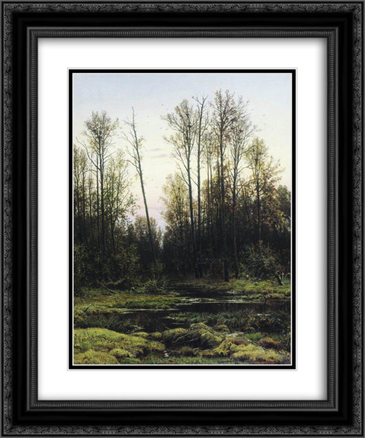 Forest in spring 20x24 Black Ornate Wood Framed Art Print Poster with Double Matting by Shishkin, Ivan