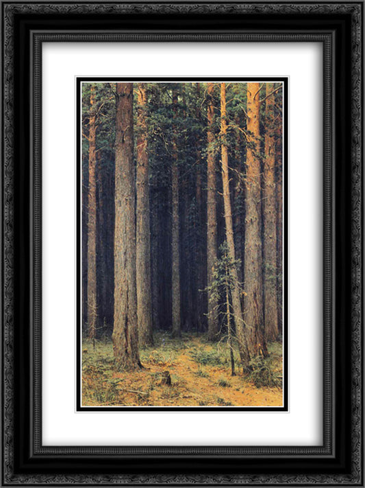 Forest Reserve. Pine Grove 18x24 Black Ornate Wood Framed Art Print Poster with Double Matting by Shishkin, Ivan