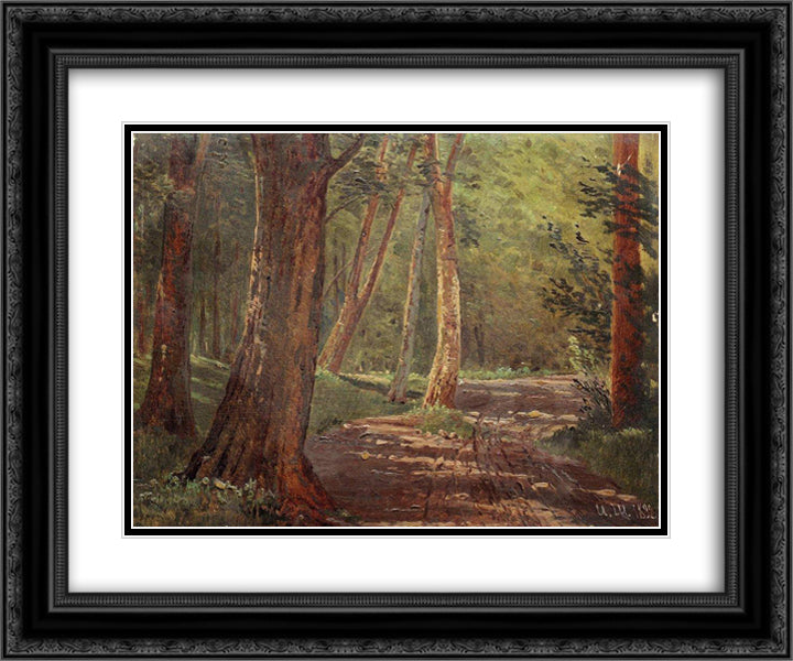 Forest road 24x20 Black Ornate Wood Framed Art Print Poster with Double Matting by Shishkin, Ivan