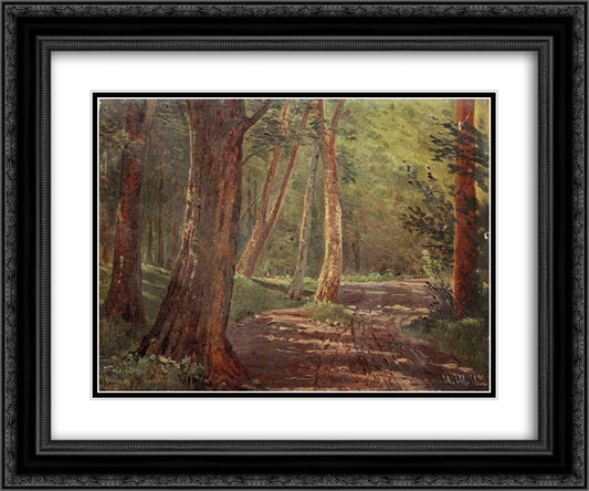 Forest road 24x20 Black Ornate Wood Framed Art Print Poster with Double Matting by Shishkin, Ivan