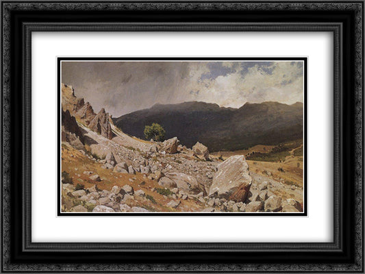 From the vicinity of Gurzuf 24x18 Black Ornate Wood Framed Art Print Poster with Double Matting by Shishkin, Ivan