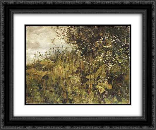 Goutweed-grass 24x20 Black Ornate Wood Framed Art Print Poster with Double Matting by Shishkin, Ivan