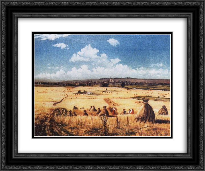 Harvest 24x20 Black Ornate Wood Framed Art Print Poster with Double Matting by Shishkin, Ivan