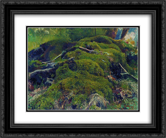 Moss. Roots 24x20 Black Ornate Wood Framed Art Print Poster with Double Matting by Shishkin, Ivan