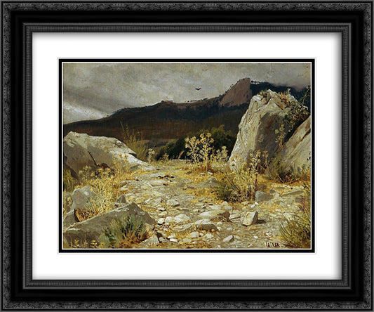 Mountain path. Crimea 24x20 Black Ornate Wood Framed Art Print Poster with Double Matting by Shishkin, Ivan