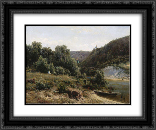 Near the monastery 24x20 Black Ornate Wood Framed Art Print Poster with Double Matting by Shishkin, Ivan