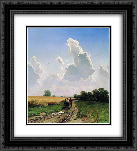 Noon. Suburbs of Moscow. Bratsevo 20x22 Black Ornate Wood Framed Art Print Poster with Double Matting by Shishkin, Ivan