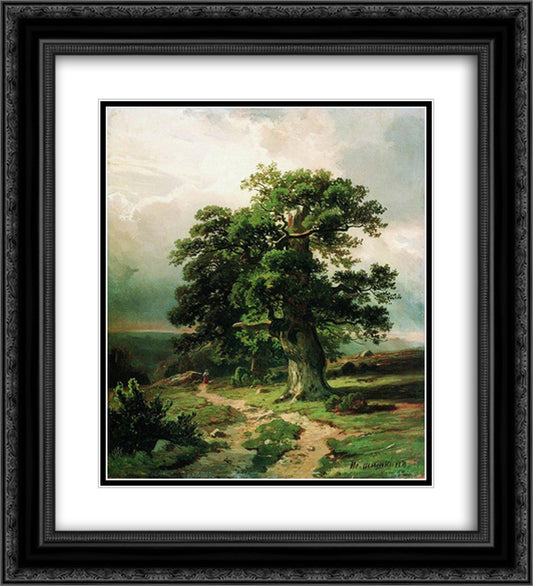 Oak 20x22 Black Ornate Wood Framed Art Print Poster with Double Matting by Shishkin, Ivan