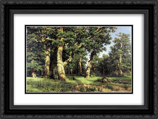 Oak Grove 24x18 Black Ornate Wood Framed Art Print Poster with Double Matting by Shishkin, Ivan