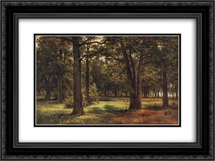 Oaks of Peter the Great in Sestroretsk 24x18 Black Ornate Wood Framed Art Print Poster with Double Matting by Shishkin, Ivan