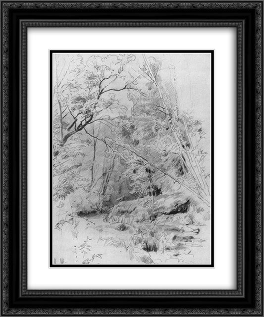 Over water 20x24 Black Ornate Wood Framed Art Print Poster with Double Matting by Shishkin, Ivan
