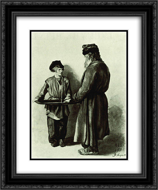 Peasant and peddler 20x24 Black Ornate Wood Framed Art Print Poster with Double Matting by Shishkin, Ivan