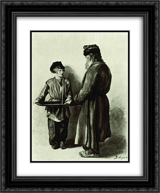 Peasant and peddler 20x24 Black Ornate Wood Framed Art Print Poster with Double Matting by Shishkin, Ivan
