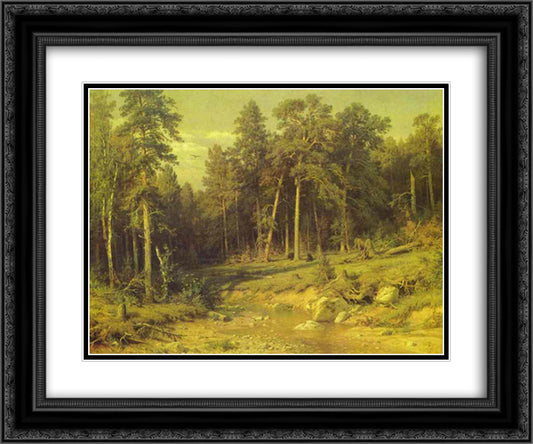 Pine Forest in Viatka Province 24x20 Black Ornate Wood Framed Art Print Poster with Double Matting by Shishkin, Ivan