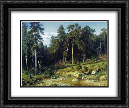 Pine Forest in Vyatka Province 24x20 Black Ornate Wood Framed Art Print Poster with Double Matting by Shishkin, Ivan