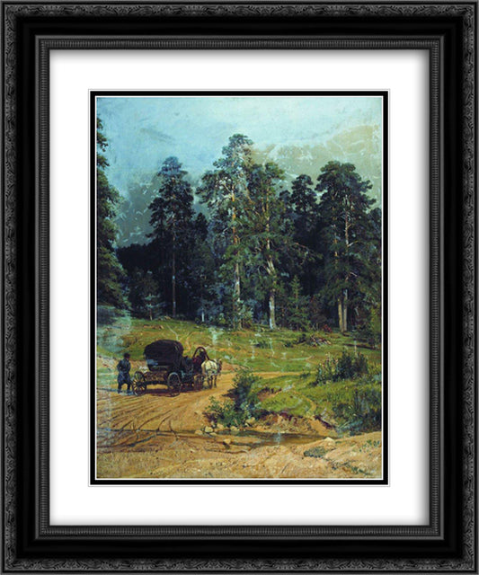 Polesye 20x24 Black Ornate Wood Framed Art Print Poster with Double Matting by Shishkin, Ivan