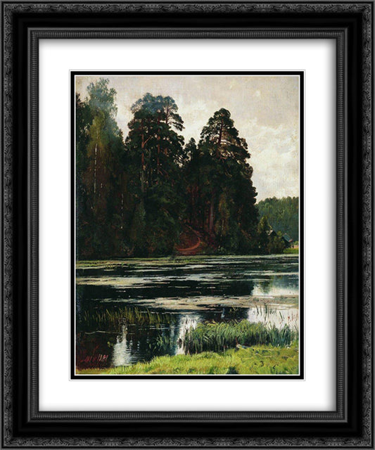 Pond 20x24 Black Ornate Wood Framed Art Print Poster with Double Matting by Shishkin, Ivan
