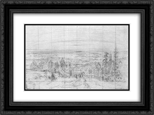 River floods, such as seas 24x18 Black Ornate Wood Framed Art Print Poster with Double Matting by Shishkin, Ivan