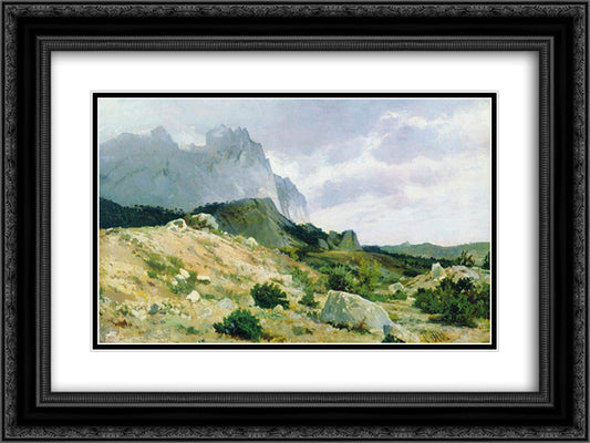 Rocky shore 24x18 Black Ornate Wood Framed Art Print Poster with Double Matting by Shishkin, Ivan