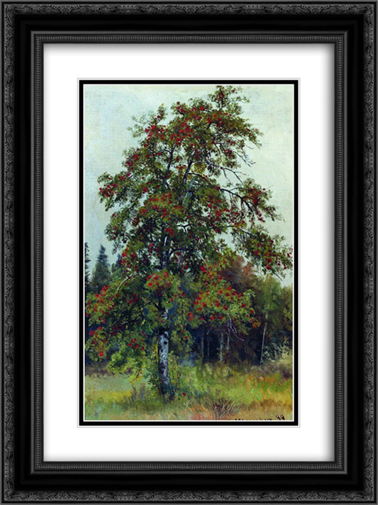 Rowan 18x24 Black Ornate Wood Framed Art Print Poster with Double Matting by Shishkin, Ivan