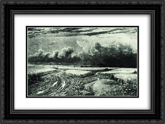 Rye 24x18 Black Ornate Wood Framed Art Print Poster with Double Matting by Shishkin, Ivan