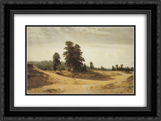 Sands 24x18 Black Ornate Wood Framed Art Print Poster with Double Matting by Shishkin, Ivan