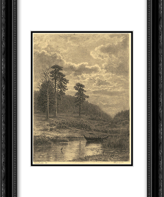 Shore 20x24 Black Ornate Wood Framed Art Print Poster with Double Matting by Shishkin, Ivan