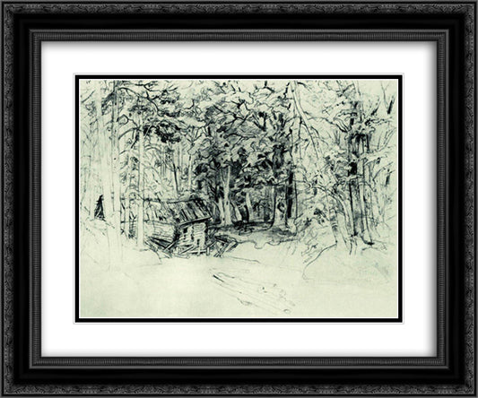 Sketch of the painting in 1898 24x20 Black Ornate Wood Framed Art Print Poster with Double Matting by Shishkin, Ivan