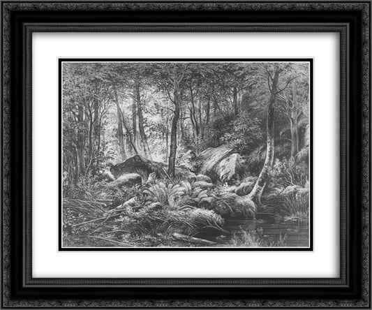 Slums (View on the island of Valaam) 24x20 Black Ornate Wood Framed Art Print Poster with Double Matting by Shishkin, Ivan