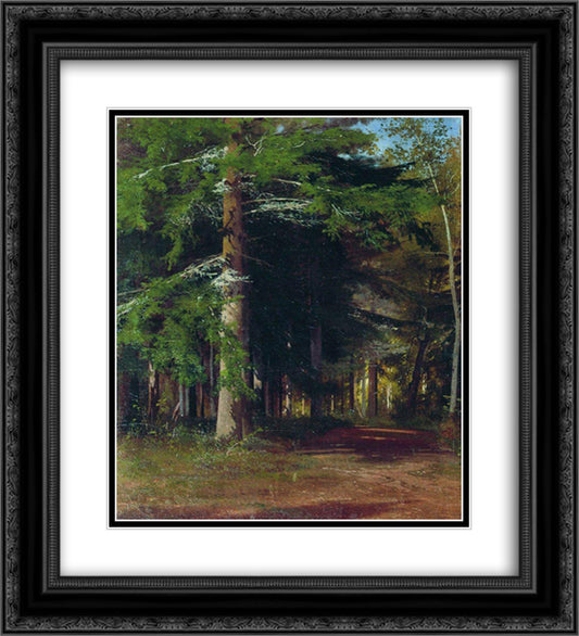 Study for the painting Chopping wood 20x22 Black Ornate Wood Framed Art Print Poster with Double Matting by Shishkin, Ivan