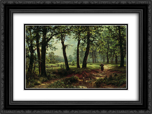 Summer Day 24x18 Black Ornate Wood Framed Art Print Poster with Double Matting by Shishkin, Ivan
