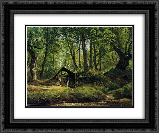 Sunny day. Merikyul 24x20 Black Ornate Wood Framed Art Print Poster with Double Matting by Shishkin, Ivan