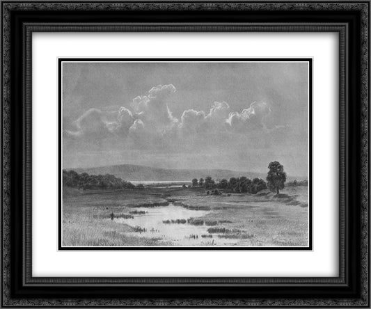 Swamp 24x20 Black Ornate Wood Framed Art Print Poster with Double Matting by Shishkin, Ivan